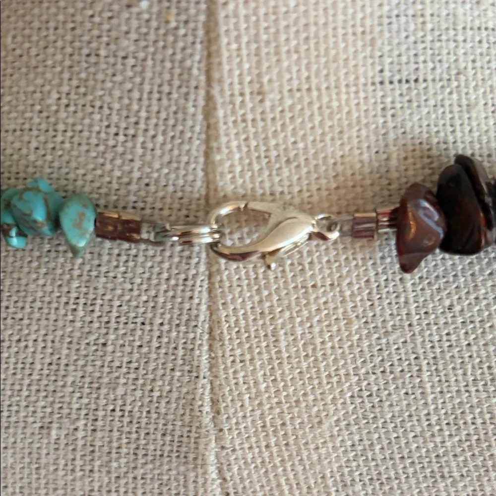 Stone Chip and Cats Eye Glass Bead Necklace #404 - Picture 2 of 6